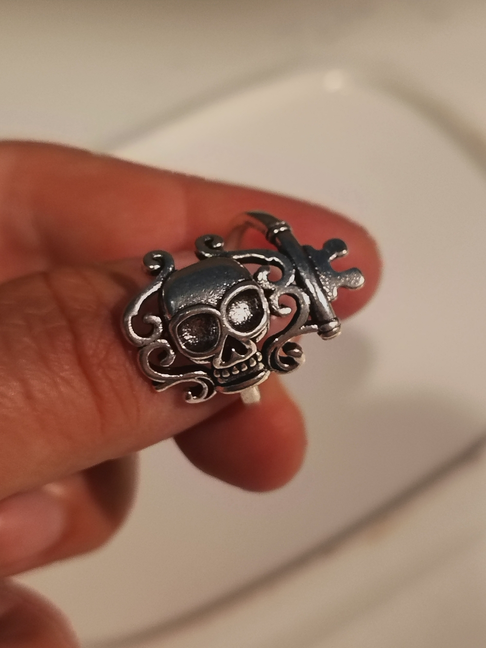 Women Silver Style Skull Ring Size 5/6